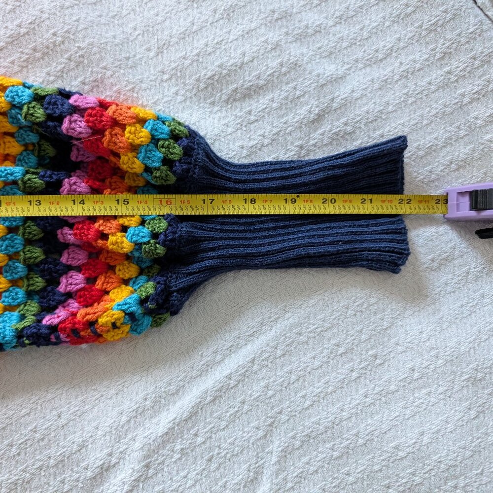 FARM Rio Multicolor Crochet Square Sweater with Navy Trim - Picture 5 of 6